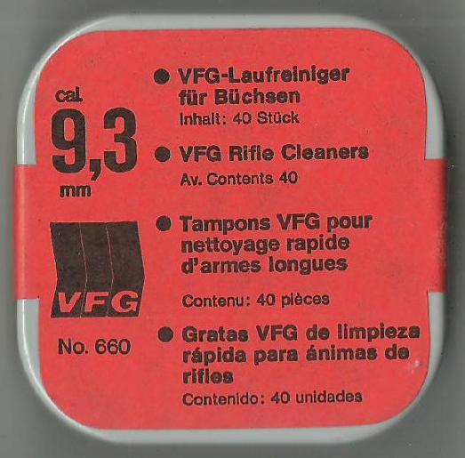 Tampones limpiadores VFG, calibre 9,3, 375-0