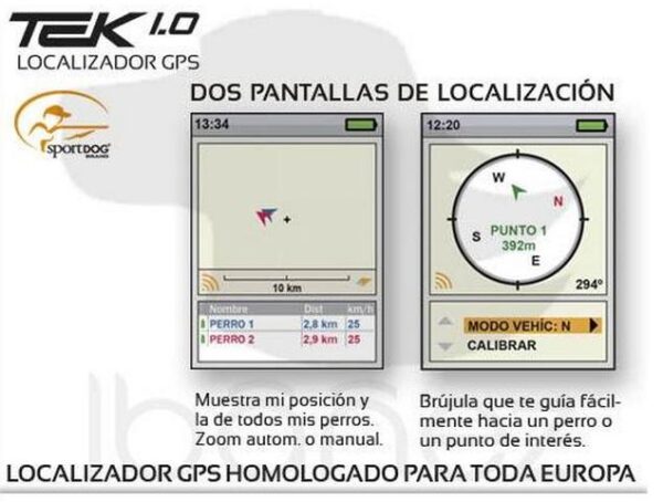 Localizadores SPORTDOG, modelo GPS TEK 1.0, con dos pantallas de localización.-1154