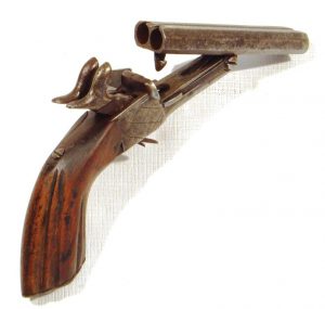 Pistola SIN MARCA, modelo de 2 cañones basculantes, calibre 7 mm., nº 72-1589