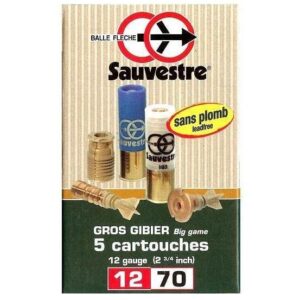 Cartuchos SAUVESTRE, bala FLECHE LEAD FREE BFS, calibre 12/70/24-0