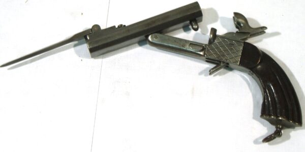 Pistola SIN MARCA, modelo 2 cañones con bayoneta de 9,5 cm., sin numero-3481