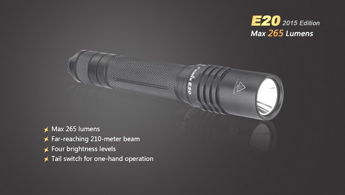 Linterna FENIX, modelo E20, 265 lumenes, 4 modos-0