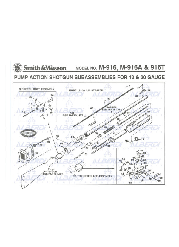 Pizas recambio para escopeta semiautomatica SMITH-WESSON modelo 916A