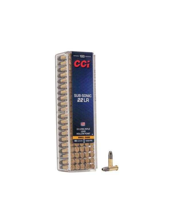 Cartuchos CCI Subsonic calibre 22lr. 40gr. HP